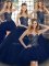 Beauteous Navy Blue Ball Gowns Sweetheart Sleeveless Tulle Floor Length Lace Up Beading Quinceanera Gown