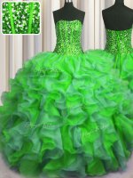 Visible Boning Bling-bling Floor Length Multi-color Quince Ball Gowns Strapless Sleeveless Lace Up