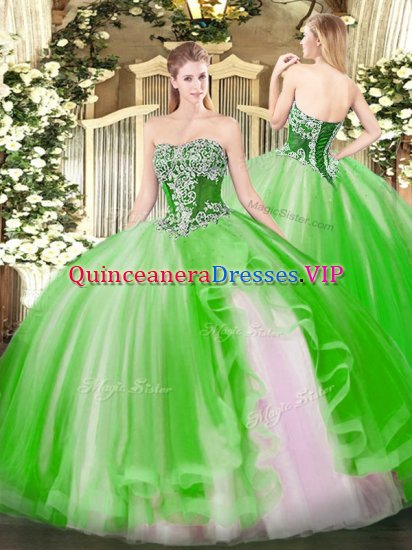 Sleeveless Floor Length Beading and Ruffles Lace Up Sweet 16 Dresses with - Click Image to Close