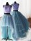 Spectacular Three Piece Scoop Sleeveless Organza and Tulle and Lace With Brush Train Zipper Sweet 16 Quinceanera Dress in Baby Blue with Beading and Lace and Ruffles