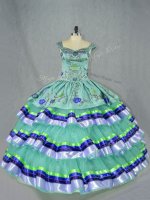 Apple Green Sleeveless Floor Length Embroidery and Ruffled Layers Lace Up Quinceanera Dresses(SKU PSSW1056-2BIZ)