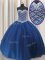 Fashionable Royal Blue Sleeveless Floor Length Beading and Sequins Lace Up Quinceanera Dress