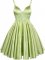 Yellow Green Elastic Woven Satin Lace Up Spaghetti Straps Sleeveless Knee Length Dama Dress for Quinceanera Lace