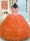 Cheap Floor Length Ball Gowns Sleeveless Orange Red Quinceanera Dresses Zipper