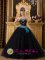 Hartford Connecticut/CT Black and Aqua Strapless Elegant Quinceanera Dress With Appliques Decorate and Bow Band with Tulle Skirt