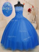Tulle Strapless Sleeveless Lace Up Beading Sweet 16 Dresses in Blue(SKU PSSW0164-2BIZ)