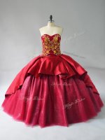 Lace Up Quinceanera Gowns Wine Red for Sweet 16 and Quinceanera with Beading and Embroidery Court Train