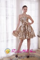 Anna Maria FL Print Sexy Halter A-Line / Princess Knee-length Quinceanera Dama Dress With Beading(SKU PDATSLJ11BIZ)