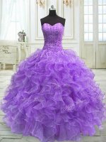 Adorable Sweetheart Sleeveless Organza Ball Gown Prom Dress Beading and Ruffles Lace Up(SKU PSSW088-7BIZ)