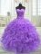 Adorable Sweetheart Sleeveless Organza Ball Gown Prom Dress Beading and Ruffles Lace Up