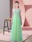 Graceful Brush Train Empire Vestidos de Damas Apple Green Scoop Tulle Sleeveless Zipper