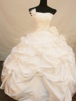 Best Seller Ball Gown Strapless Floor-Length White Hand Flower Quinceanera Dresses Style FA-S-148