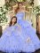 Glittering Tulle Sleeveless Floor Length 15th Birthday Dress and Appliques and Ruffles