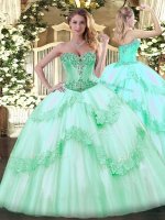 Lovely Sleeveless Lace Up Floor Length Beading and Appliques Quince Ball Gowns(SKU SJQDDT1099002BIZ)