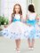 Top Selling White A-line Scoop Sleeveless Tulle Knee Length Zipper Appliques and Belt Little Girl Pageant Dress