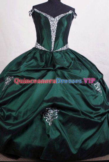 Elegant Ball Gown Off the shoulder Floor-length Dark Green Quinceanera Dress Style FA-C-033 - Click Image to Close