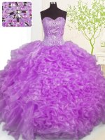 Organza Sleeveless Floor Length Sweet 16 Dresses and Beading and Ruffles and Pick Ups