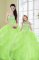 Modest Floor Length Vestidos de Quinceanera Organza Sleeveless Beading and Sequins