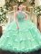 Attractive Apple Green Lace Up Halter Top Beading and Ruffled Layers Quinceanera Gowns Tulle Sleeveless