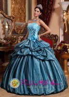 Wholesale Blue Hand Made Flower Pick-ups Sweet Quinceanera Dress With Strapless Taffeta in Harrison Arkansas/AR(SKU QDZY485-BBIZ)
