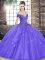 Top Selling Lavender Ball Gowns Beading and Ruffles Sweet 16 Dresses Lace Up Tulle Sleeveless Floor Length