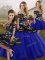 Royal Blue Off The Shoulder Neckline Embroidery Sweet 16 Dresses Sleeveless Lace Up