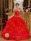 Aarau Switzerland Wholesale Ruffles Appliques Corset Decorate Quinceanera Gowns Red Organza Strapless For Sweet 16