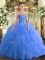 Admirable Sleeveless Lace Up Floor Length Embroidery and Ruffles Vestidos de Quinceanera