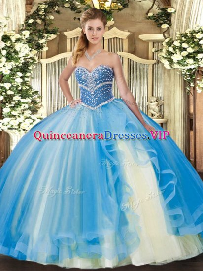 Noble Sleeveless Beading and Ruffles Lace Up Ball Gown Prom Dress - Click Image to Close