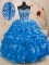 Sleeveless Beading and Ruffles Lace Up Quince Ball Gowns