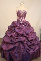 Beautiful ball gown sweetheart-neck floor-length taffeta applliques purple quinceanera dresses FA-X-079