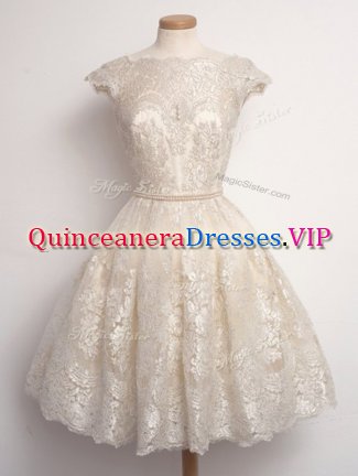 Noble Cap Sleeves Lace Lace Up Quinceanera Dama Dress