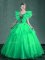 Turquoise and Apple Green Ball Gowns Organza Square Sleeveless Embroidery Floor Length Lace Up Sweet 16 Dress