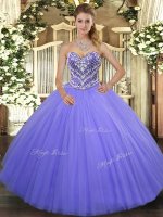 Admirable Floor Length Lilac Sweet 16 Quinceanera Dress Tulle Sleeveless Ruffles