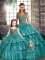 Teal Taffeta Lace Up Straps Sleeveless Floor Length Quinceanera Dresses Beading and Ruffled Layers