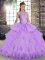 Amazing Lace and Embroidery and Ruffles Sweet 16 Dresses Lavender Lace Up Sleeveless Floor Length