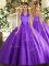 Purple Halter Top Lace Up Appliques Quinceanera Dress Sleeveless