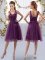 Sleeveless Tulle Knee Length Zipper Quinceanera Court of Honor Dress in Purple with Appliques