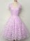 Lilac Sleeveless Lace Floor Length Vestidos de Damas
