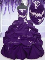 Customized Sweetheart Sleeveless Taffeta Quinceanera Dress Appliques and Pick Ups Lace Up