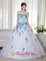 White And Blue Sweetheart Floor-length Taffeta and Organza Appliques Decorate Romantic Quinceanera Dress In Wayne Oklahoma/OK(SKU ZY686J5BIZ)