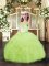 Yellow Green Lace Up Straps Beading and Ruffles and Pick Ups Kids Pageant Dress Organza Sleeveless