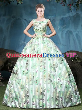 Fine Straps Sleeveless Tulle 15 Quinceanera Dress Appliques and Pattern Lace Up