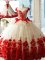 High Class White And Red Ball Gowns Scoop Sleeveless Tulle Brush Train Zipper Hand Made Flower Sweet 16 Dress