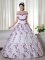 White Organza Lace Up Off The Shoulder Short Sleeves Floor Length Quinceanera Gown Embroidery