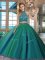 High Quality Halter Top Dark Green Two Pieces Beading Vestidos de Quinceanera Backless Tulle Sleeveless