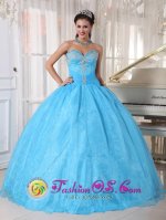 Framingham Massachusetts/MA Lovely Taffeta and Organza Sky Blue Sweetheart Appliques beadings Custom Made Quinceanera Dresses For Sweet 16