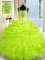 Custom Designed Floor Length Ball Gown Prom Dress Organza Sleeveless Beading and Ruffles