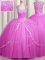 Sophisticated See Through Sweetheart Cap Sleeves Tulle Sweet 16 Quinceanera Dress Beading and Appliques Brush Train Zipper