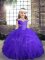 Purple Straps Neckline Beading and Ruffles Little Girls Pageant Dress Wholesale Sleeveless Lace Up